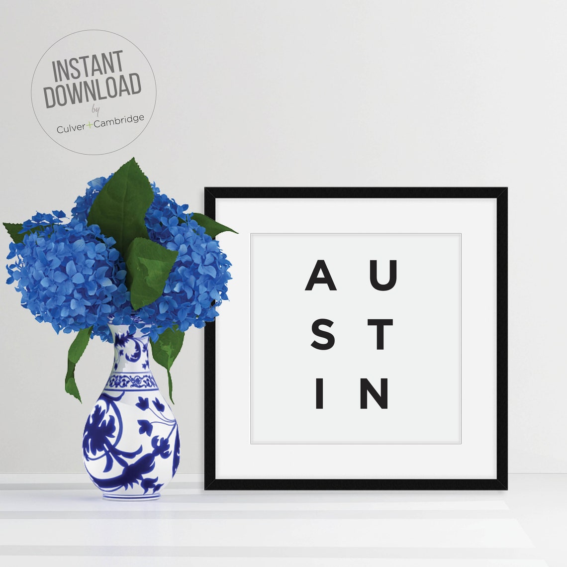 Austin Texas Minimalist City Name Geography Black White Poster - Image 5