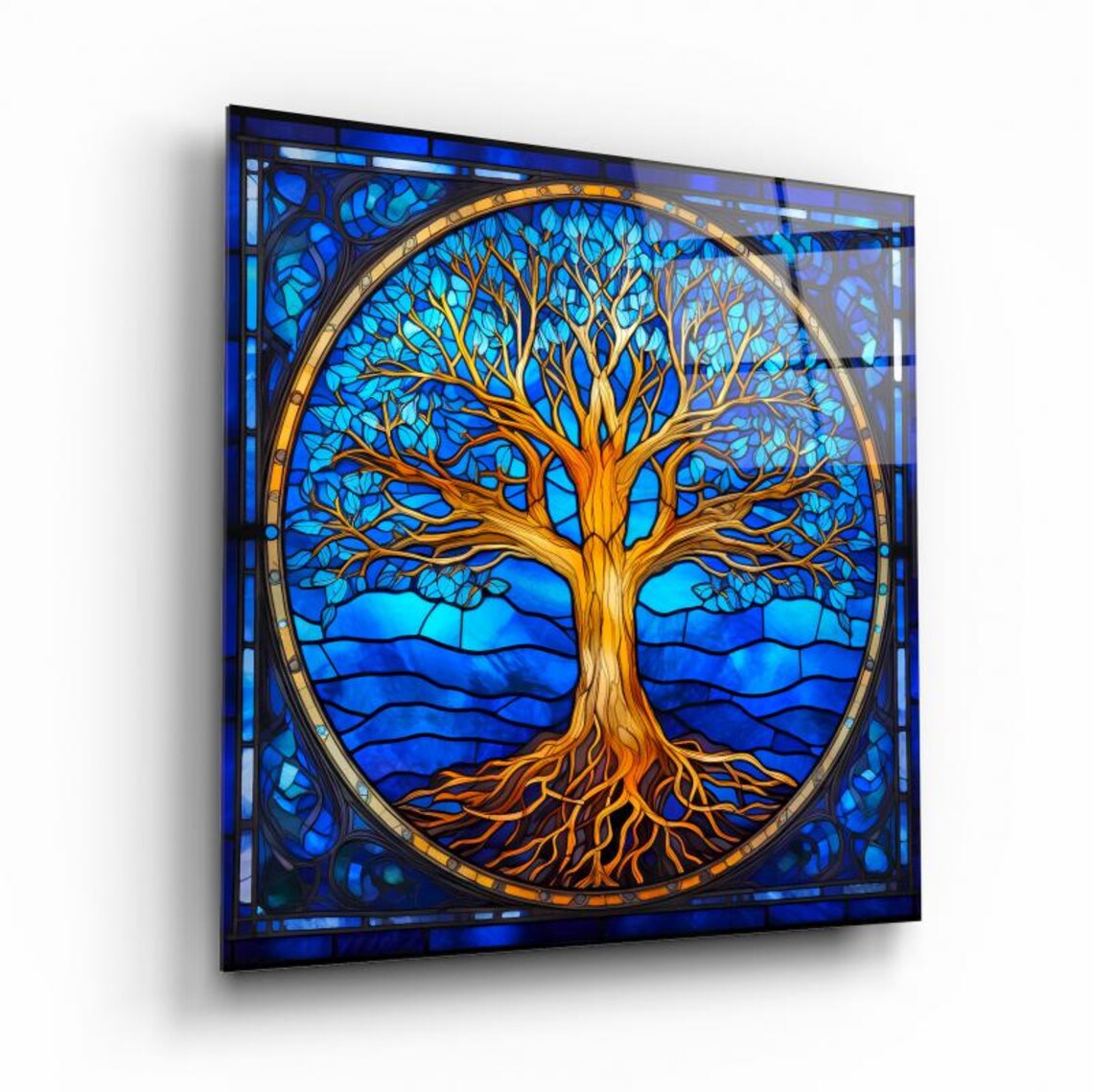 Majestic Tree Of Life Wall Art Tempered Glass Print Modern Nature Wall Decor Luxury Glass Wall Art For Home And Office - Image 2