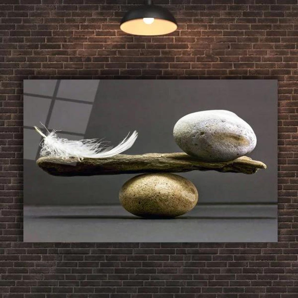 Serene Balancing Stones And White Feather Zen Meditation Poster - Image 2