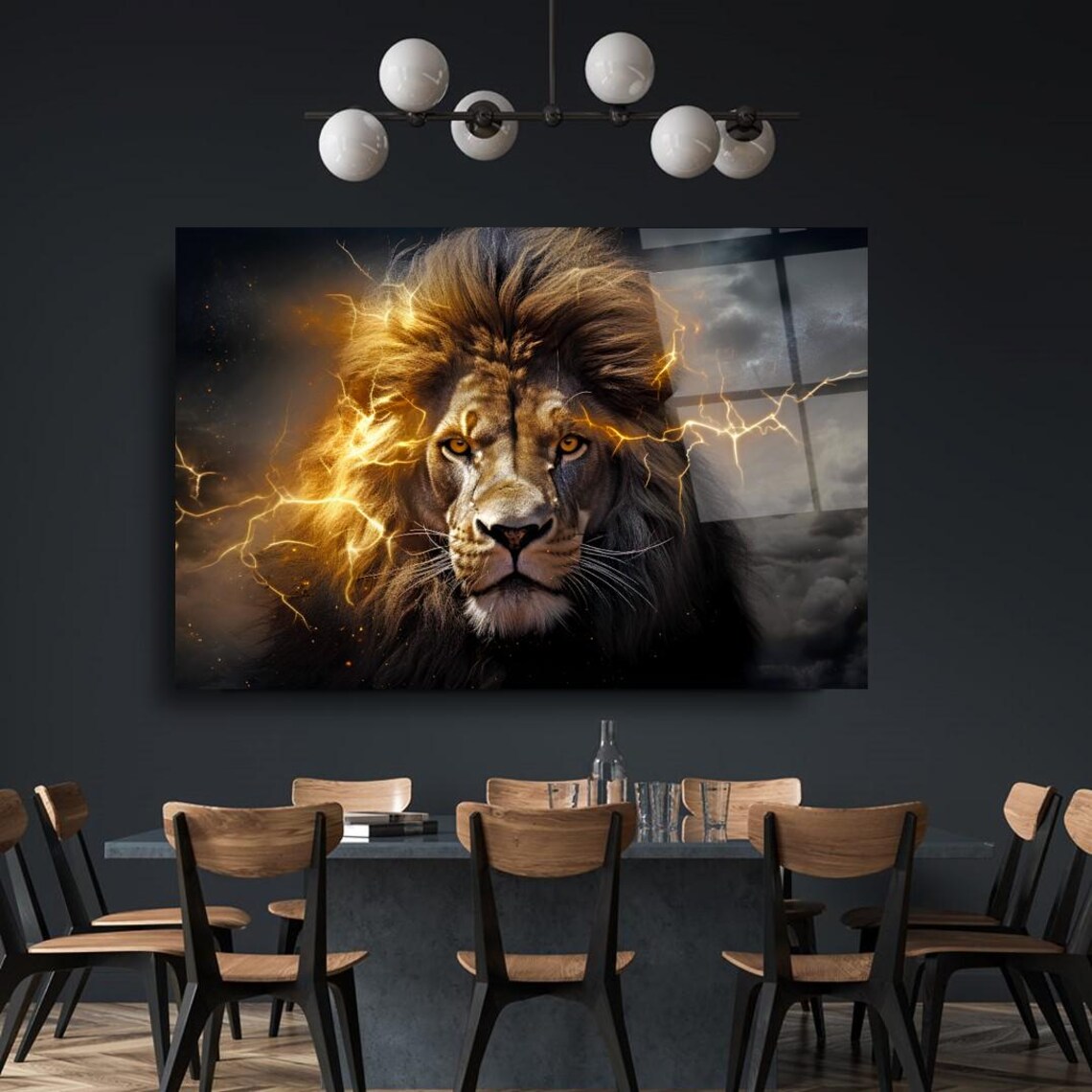 Majestic Lion Portrait Wall Art Tempered Glass Print Modern Animal Wall Decor Luxury Glass Wall Art For Home And Office - Image 3