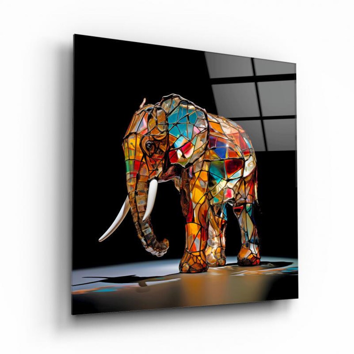 Elegant Elephant Portrait Wall Art Tempered Glass Print Modern Animal Wall Decor Luxury Glass Wall Art For Home And Office - Image 2