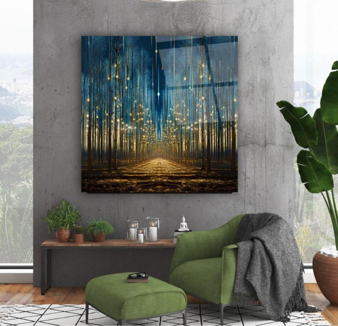 Enchanted Forest Nightscape Wall Art Tempered Glass Print Modern Nature Wall Decor Luxury Glass Wall Art For Home And Office - Image 3