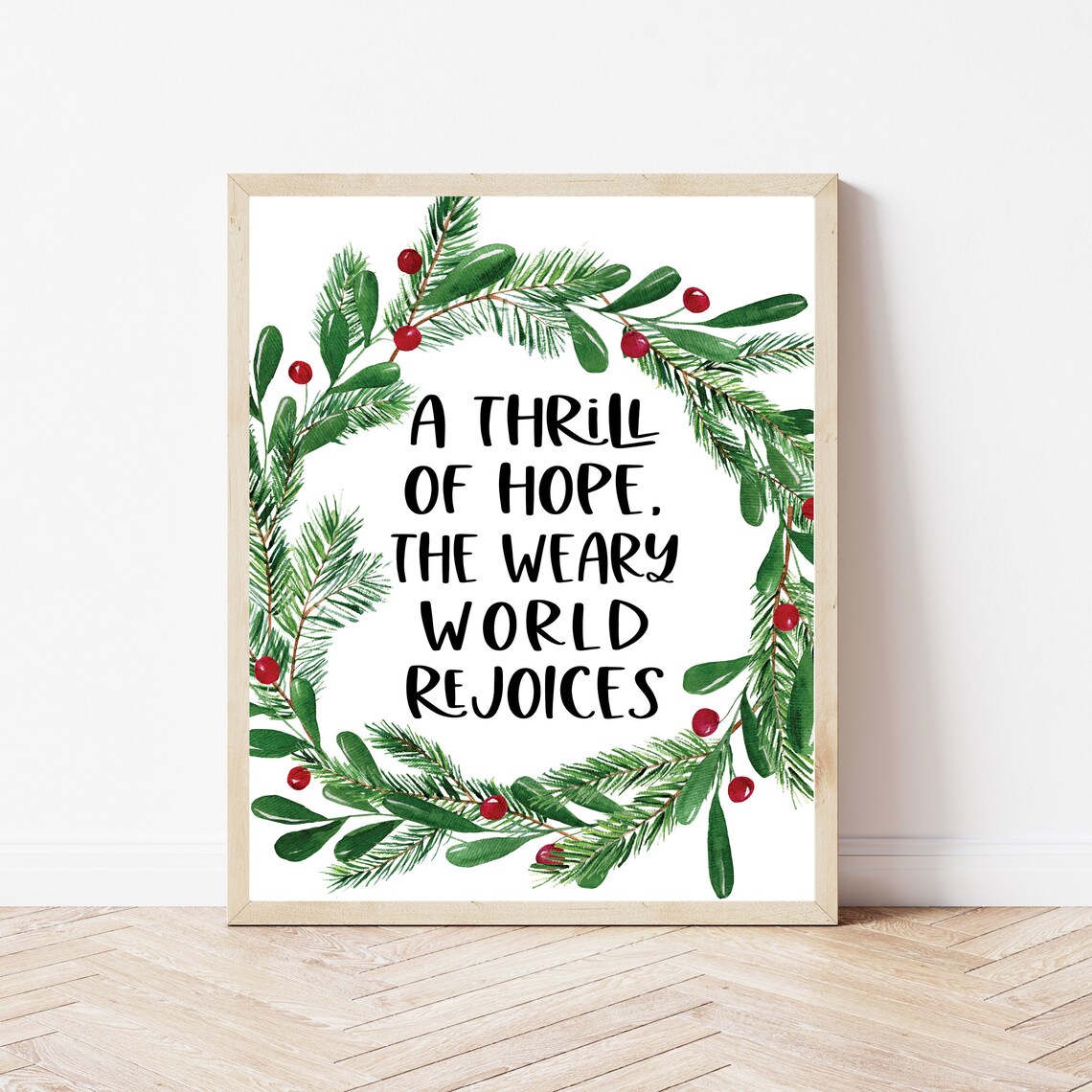 A Thrill of Hope the Weary World Rejoices Christmas Wreath Poster