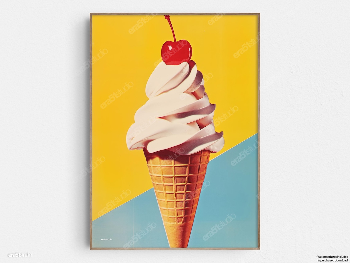 Soft Serve Cherry Delight, Mid-Century Modern Art Print