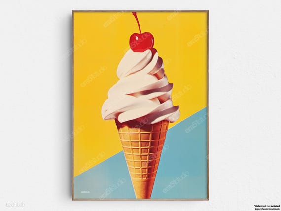 Soft Serve Cherry Delight, Mid-Century Modern Art Print