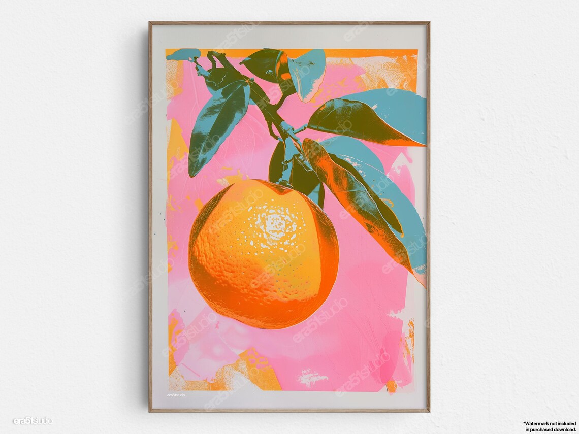 Pop Art Orange Branch Mid-Century Modern Art Print