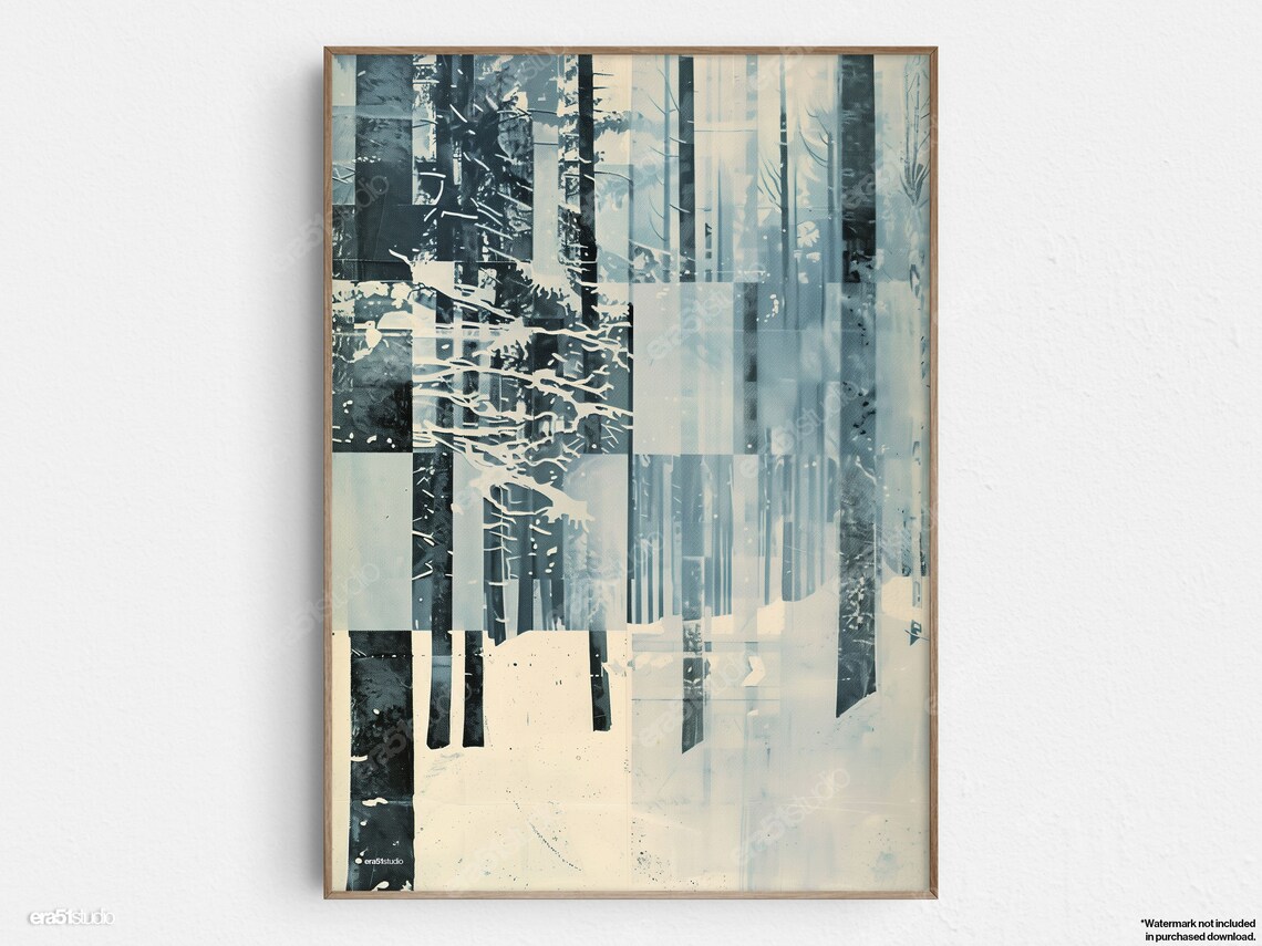 Geometric Winter Forest, Mid-Century Modern Art Print