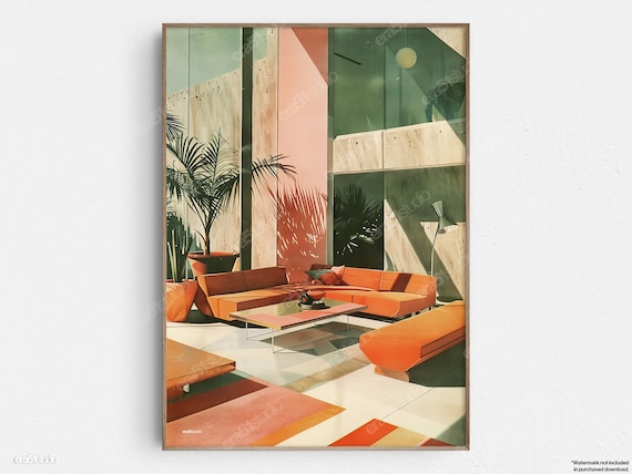 Retro Palm Lounge Mid-Century Modern Art Print