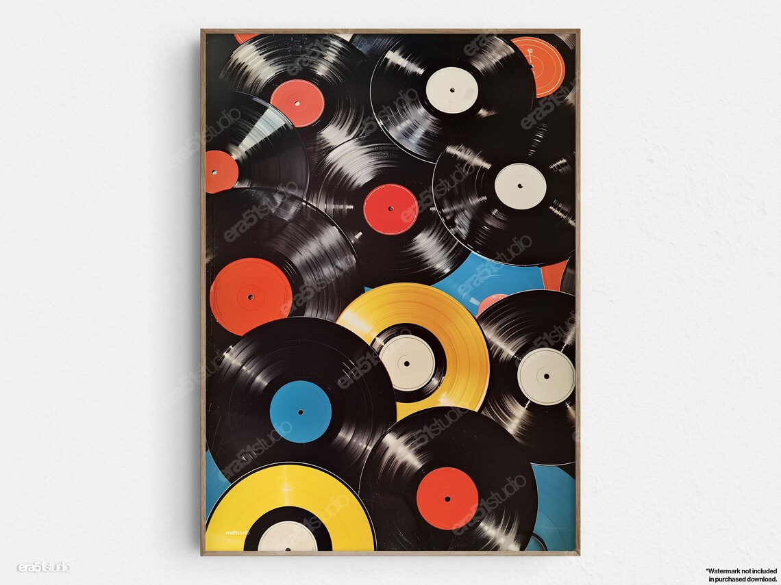 Retro Vinyl Records Midcentury Modern Art Print