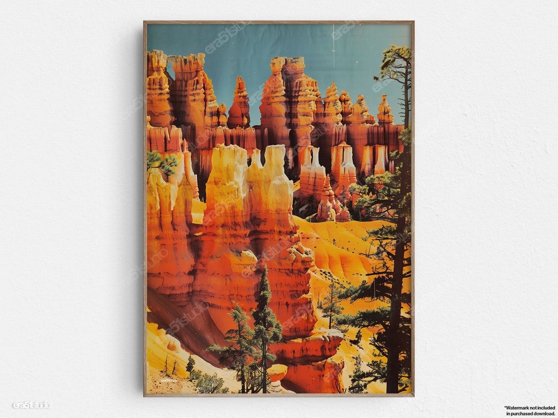 Bryce Canyon View Original Midcentury Modern Minimalist Wall Art