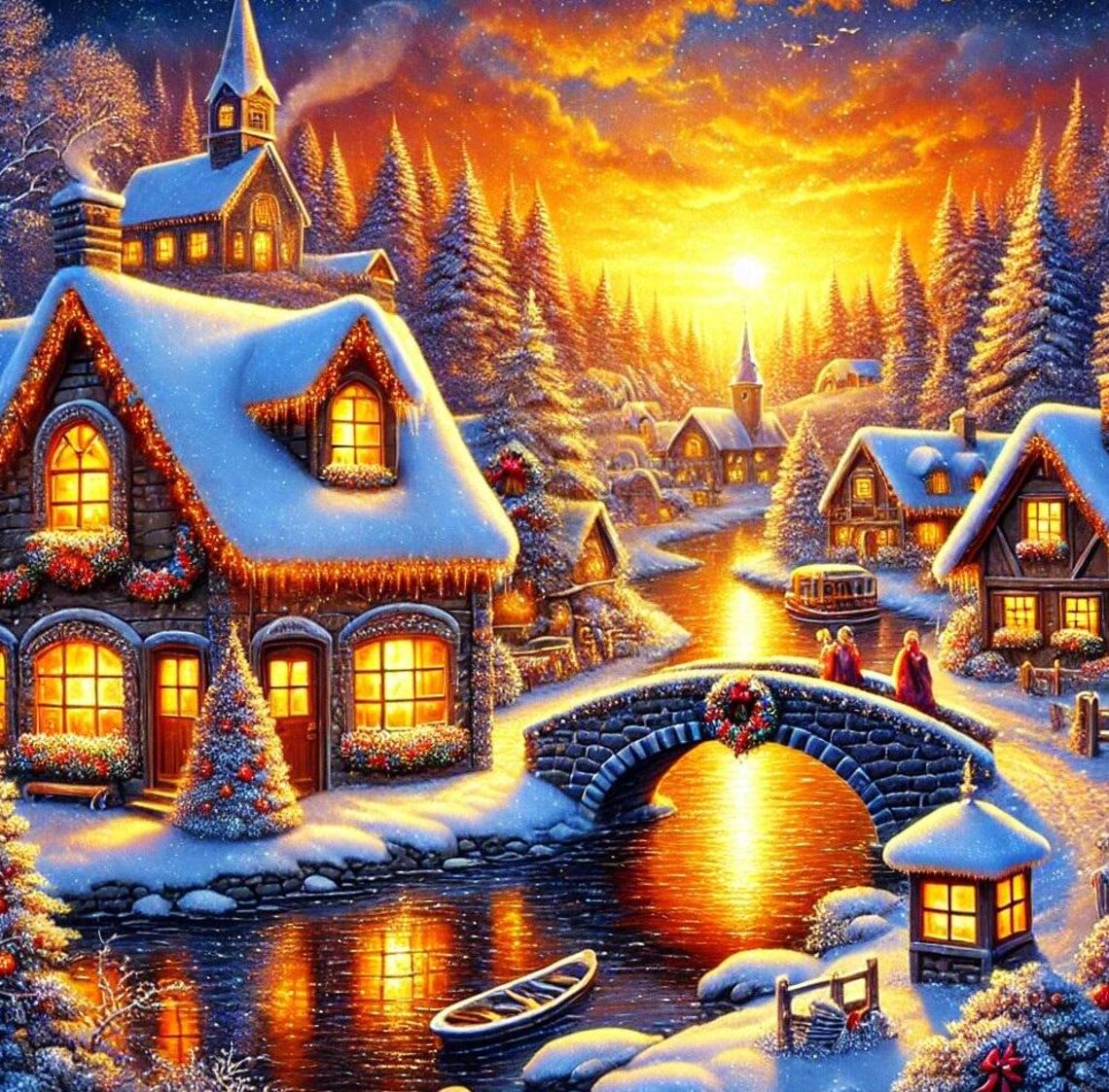 A Sunset Glow Over Winters Charm Art Print - Image 4