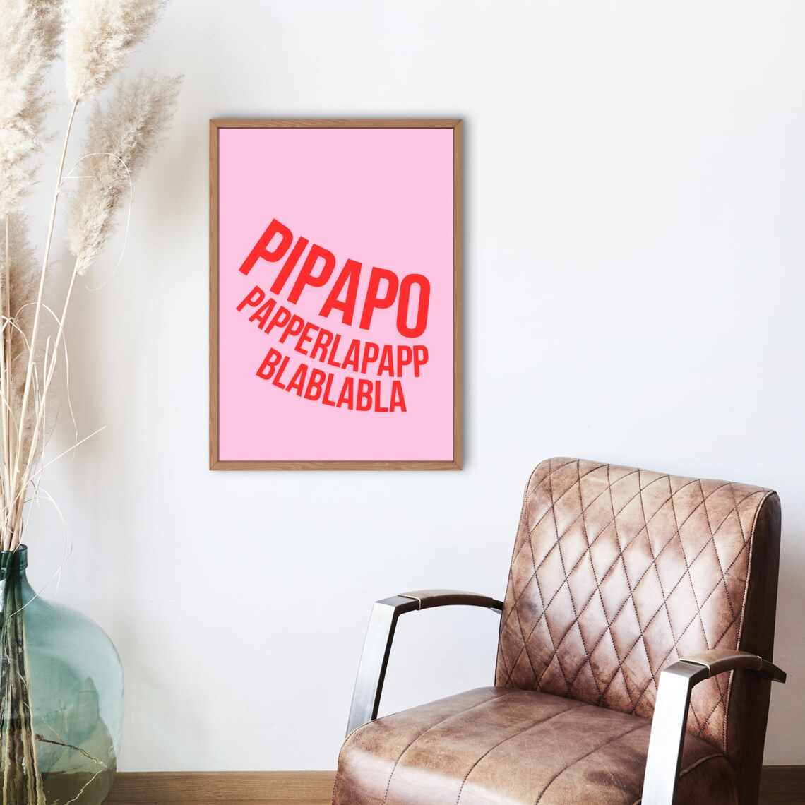 Pipapo Papperlapapp Blabla Funny Poster For Home A4 A5 Print Red Pink Decor Mural File - Image 2
