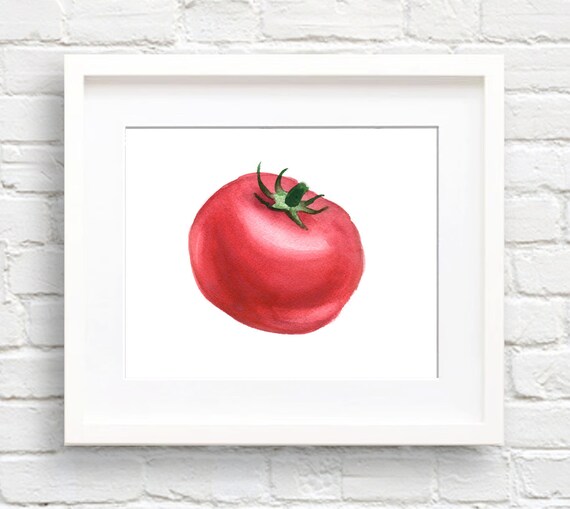 Tomato Art Print Kitchen Art Wall Decor Watercolor Painting