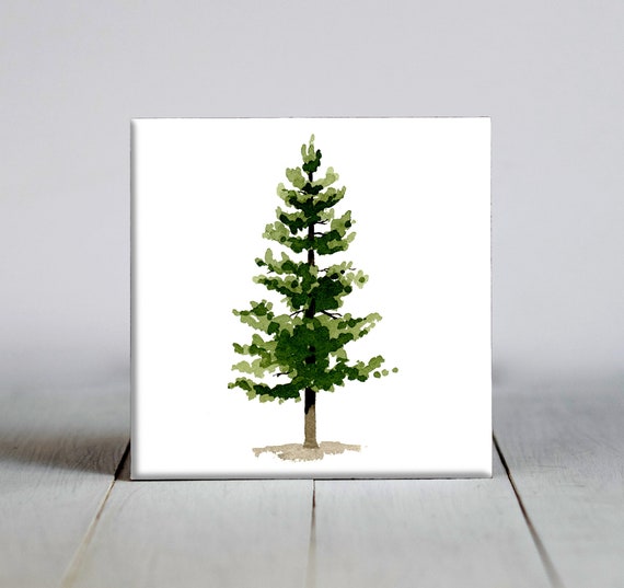 Pine Tree Ceramic Tile Pine Tree Decorative Tile Tree Lover Gift Unique Nature Gifts