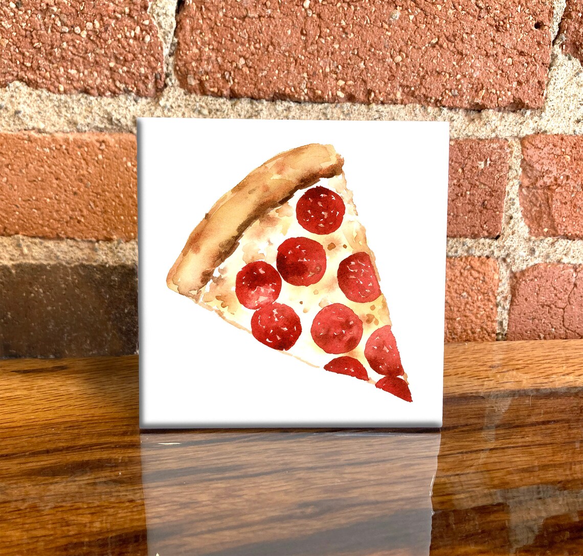 Pizza Ceramic Tile Wall Art Print, Food Lover Gift