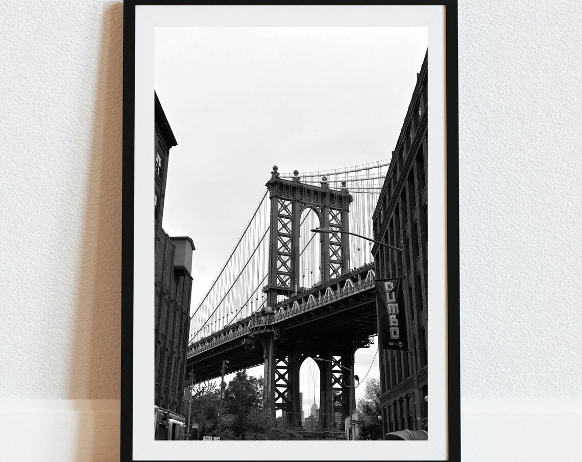 New York Manhattan Bridge Black and White Art Print