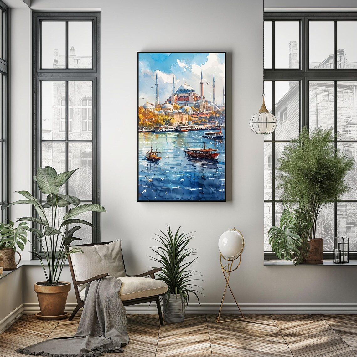 Watercolor Istanbul Travel Poster, Hagia Sophia Turkey - Image 2