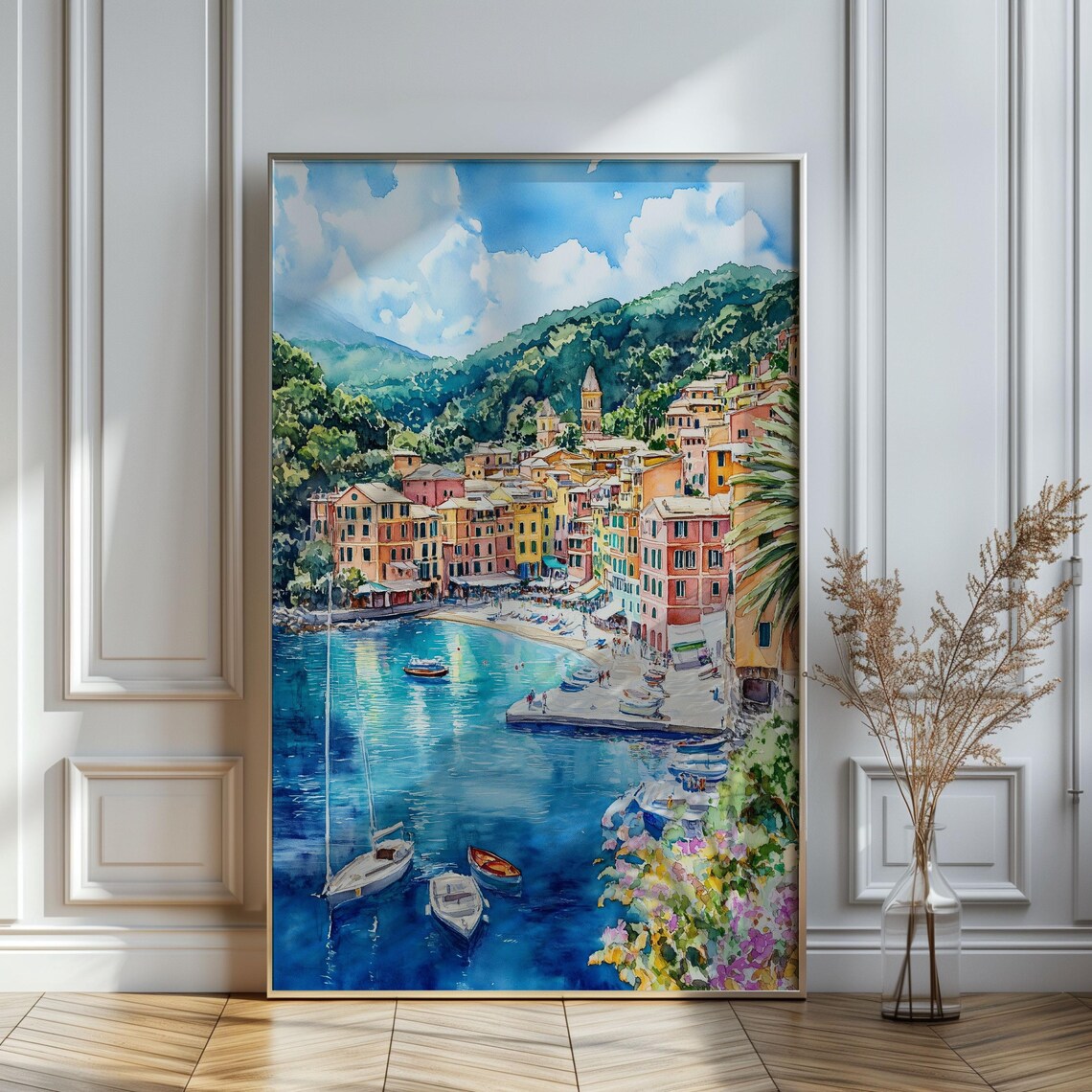 Portofino Watercolor Italy Travel Poster, Riviera Wall Art - Image 3