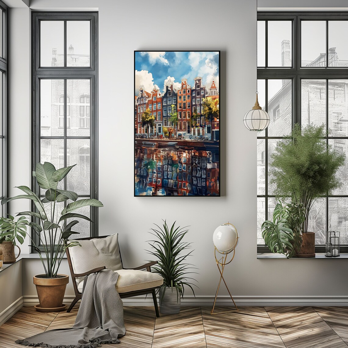 Amsterdam Watercolor Travel Poster, Cityscape Print - Image 3