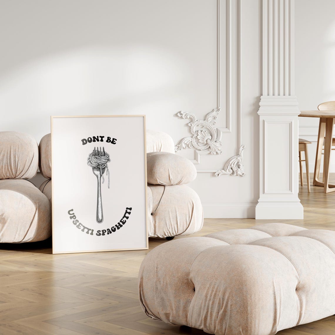 Dont Be Upsetti Spaghetti Pasta Fork Funny Kitchen Quote Poster - Image 2