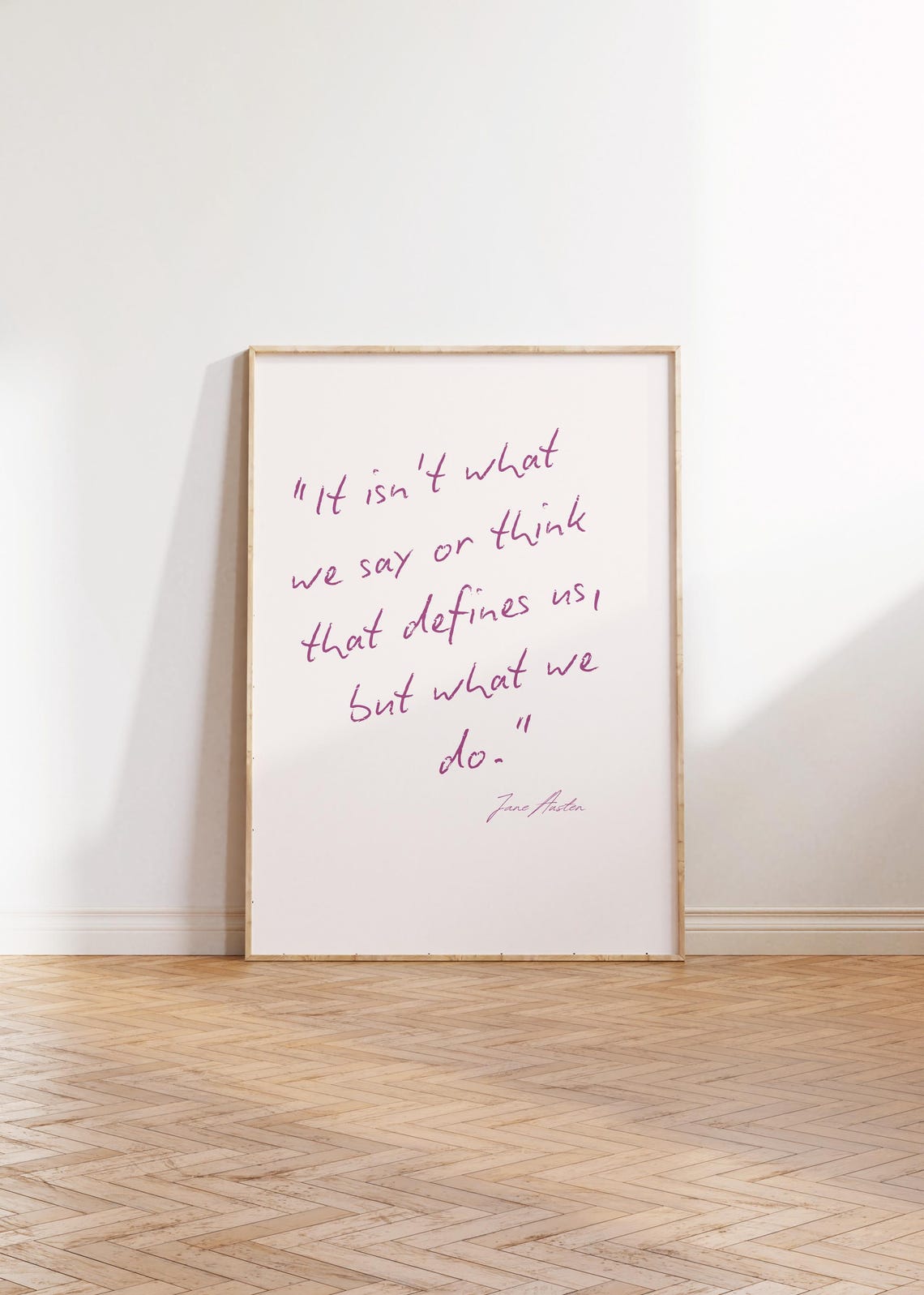 Jane Austen Quote Handwritten Pink Script Minimalist Wall Poster - Image 2