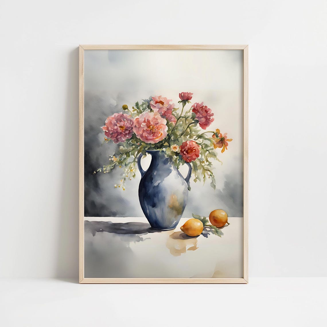 Blush Pink Peony Bouquet Watercolor Floral Arrangement Art Print