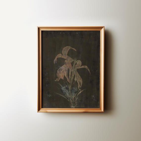 Antique Botanical Wall Art Abstract Floral Bouquet Oil Painting Printable Grandmillennial Dark Academia Art