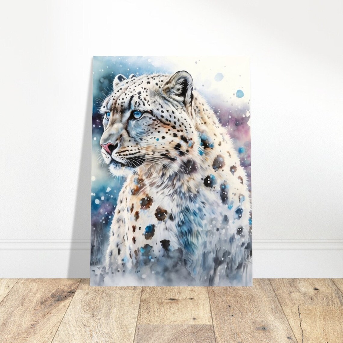 Snow Leopard Watercolour Art Print, Wildlife Study - Image 2