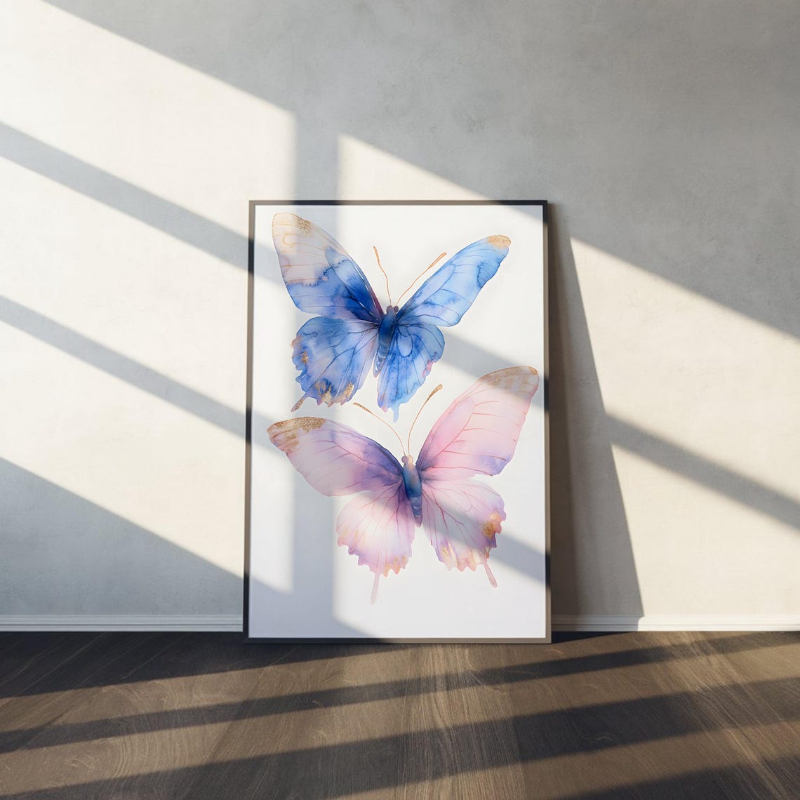 Two Pastel Butterflies Painting Colorful Butterfly Wall Art Tween Nursery Painting Colorful Abstract Insect Wall Art Print - Image 3