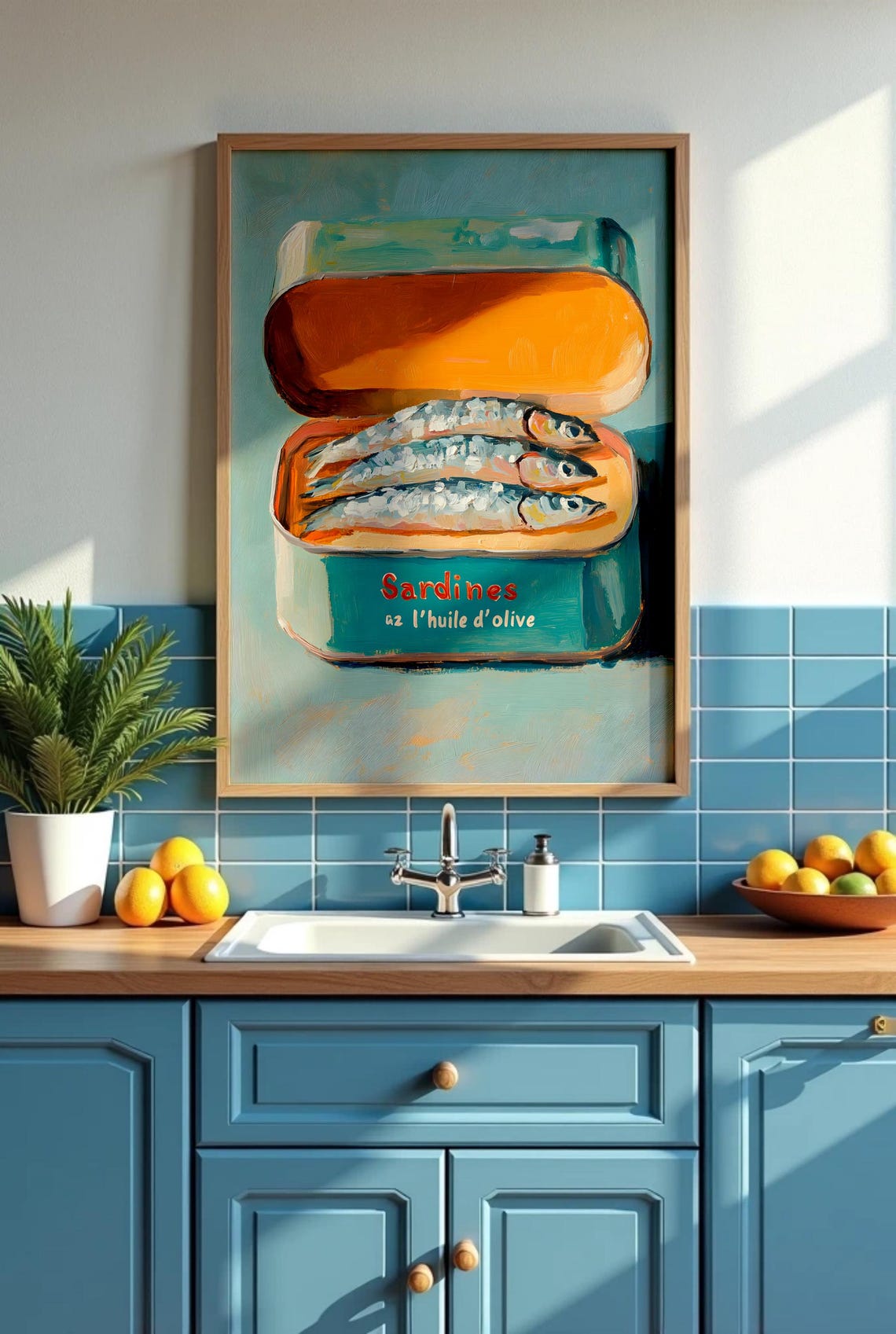 Sardines Tin Olive Oil Vintage Style Kitchen Seafood Art Poster - Image 3
