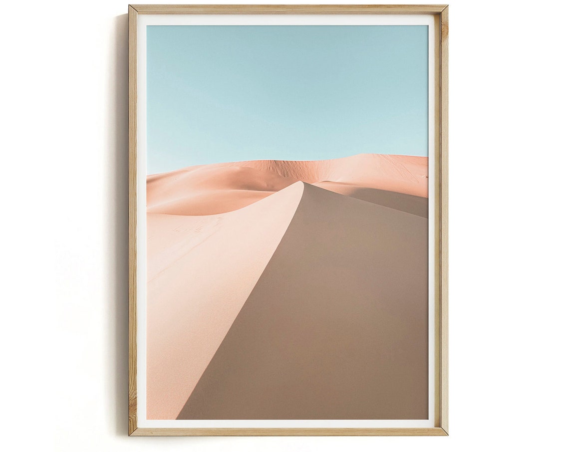 Moroccan Desert Sand Dunes Minimalist Beige Photography Print