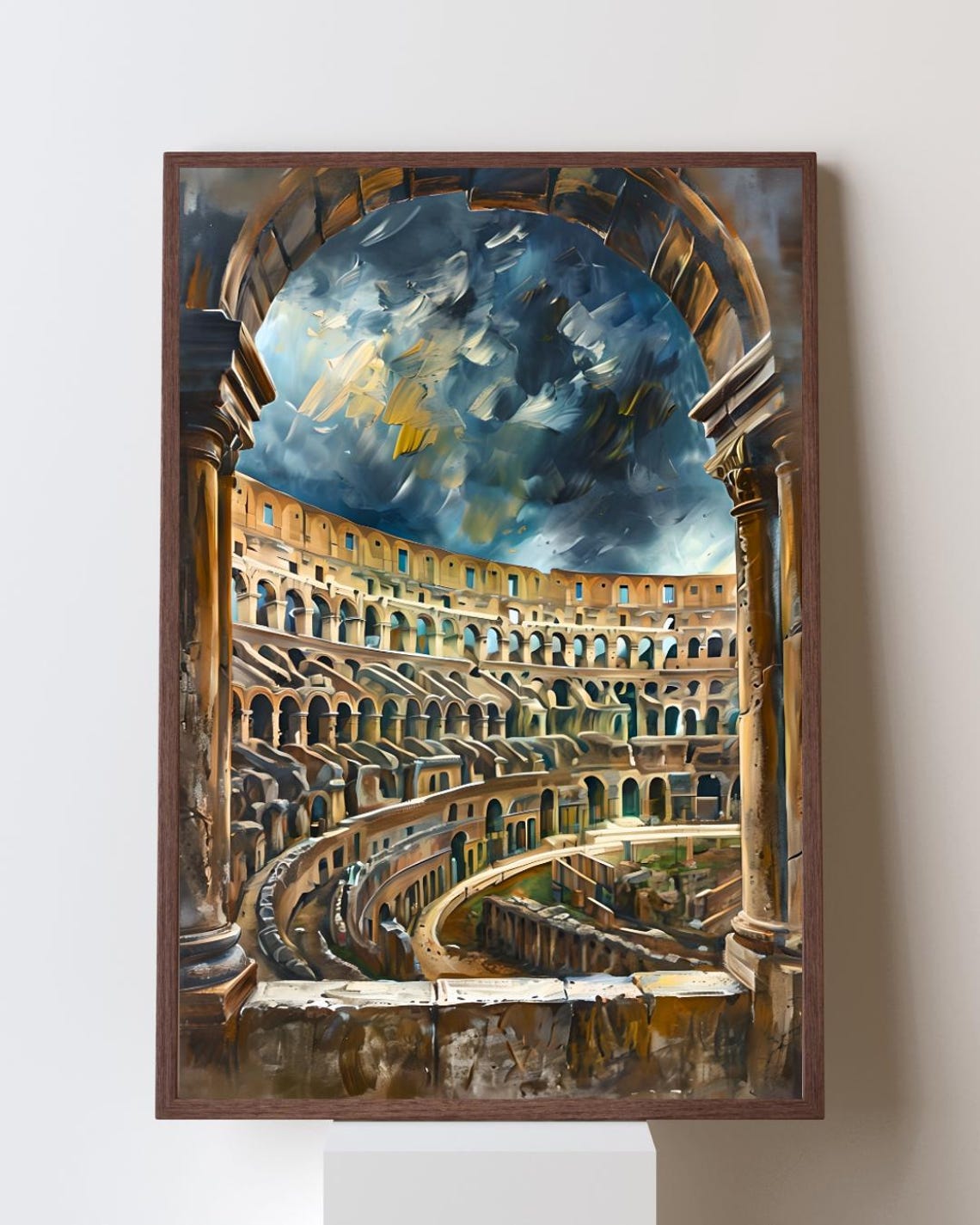 Rome Colosseum Interior Through Stone Arch Dramatic Sky Wall Art