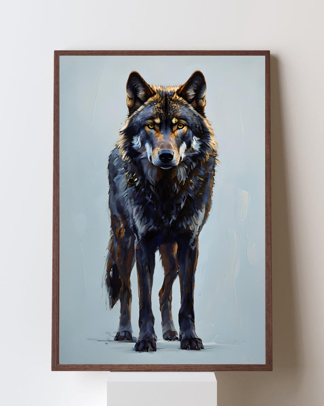 Black Wolf Impasto Print Steadfast Resolve Survivor Art
