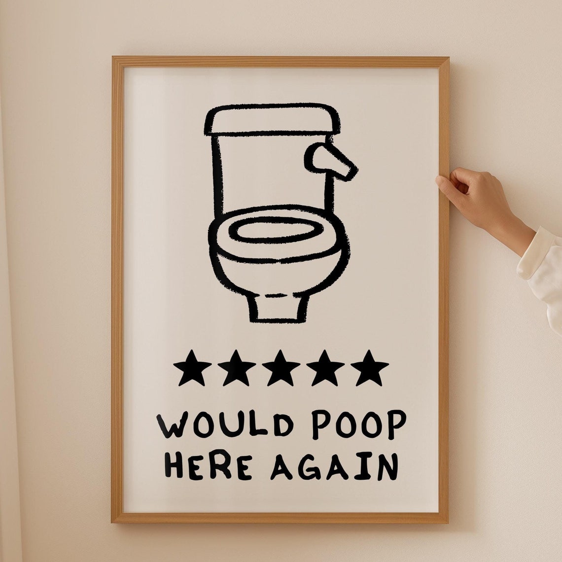 Would Poop Here Again Five Star Toilet Funny Bathroom Poster