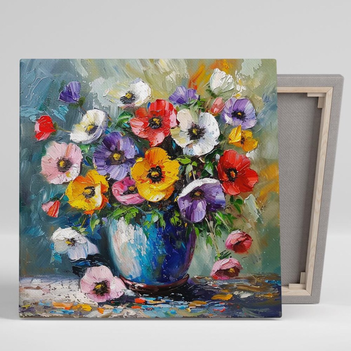 Impressionist Poppy Flower Bouquet Oil Painting Colorful Poster