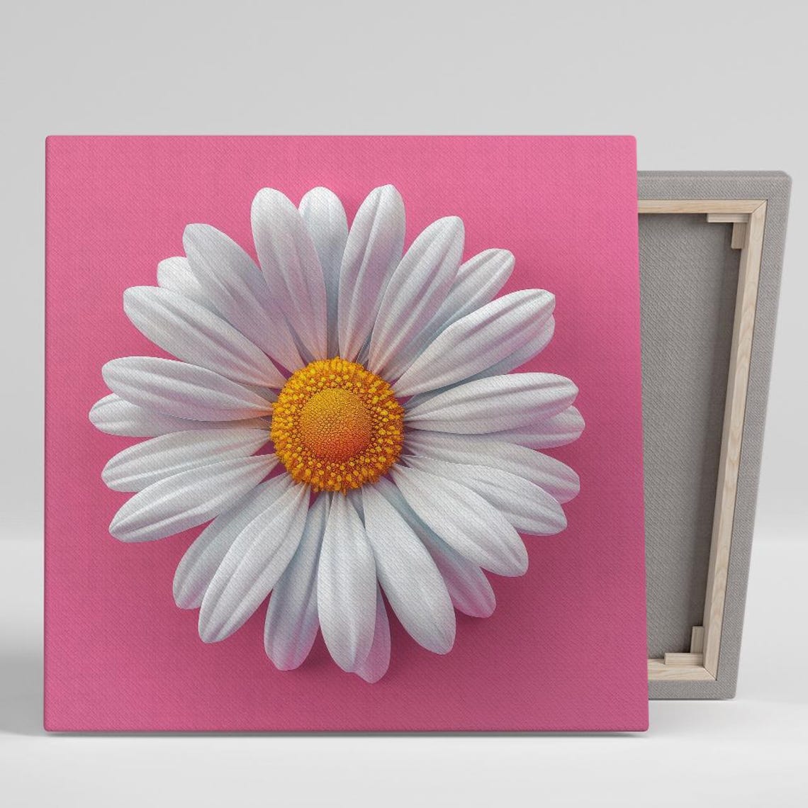White Daisy Bloom On Soft Pink Background Minimalist Floral Poster