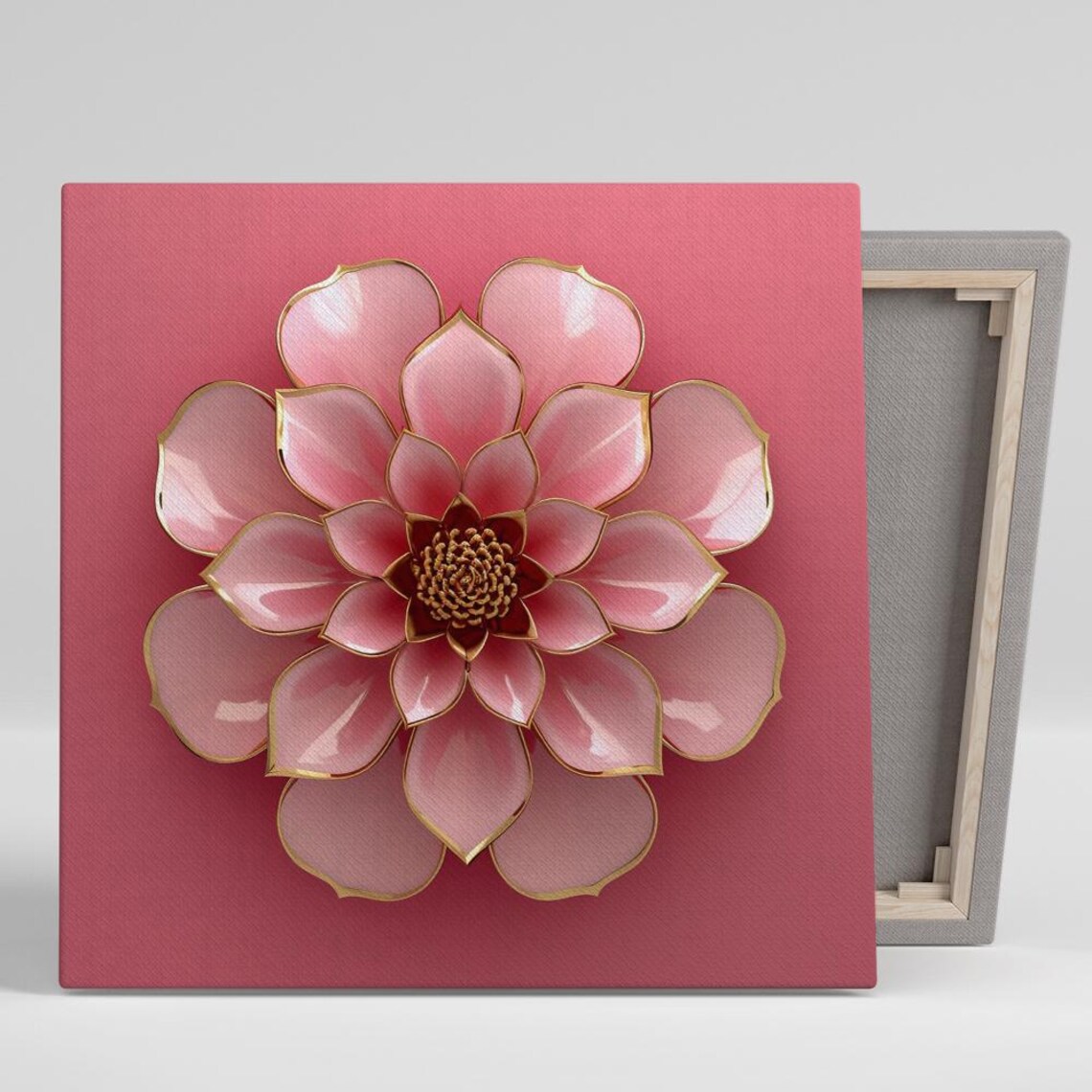 Translucent Blush Pink Dahlia Gold Tipped Petals Luxe Floral Art Print