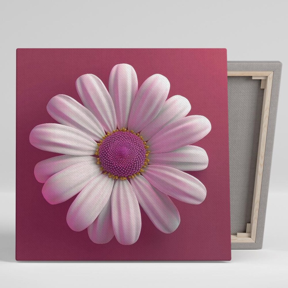 Pink White Daisy Purple Center Gold Ring Floral Elegance Poster