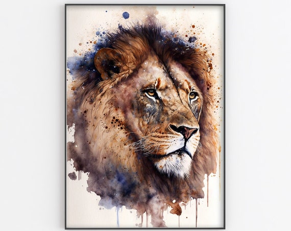 Lion Watercolor Art Print Lion Wall Art Poster Animals Poster Print Original Animal Painting Artwork By Artist
