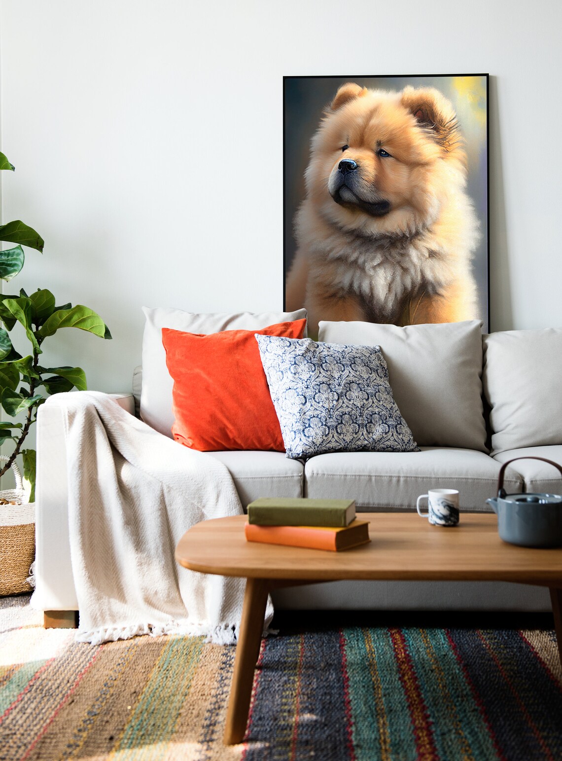 Chow Chow Puppy Portrait Fluffy Golden Dog Painting Art Poster - Image 3