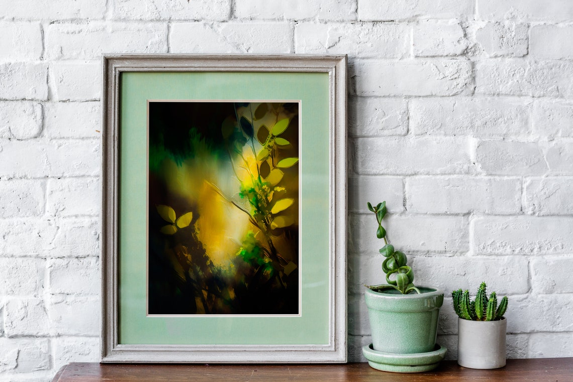 Abstract Golden Foliage Glowing Sunlight Botanical Art Poster