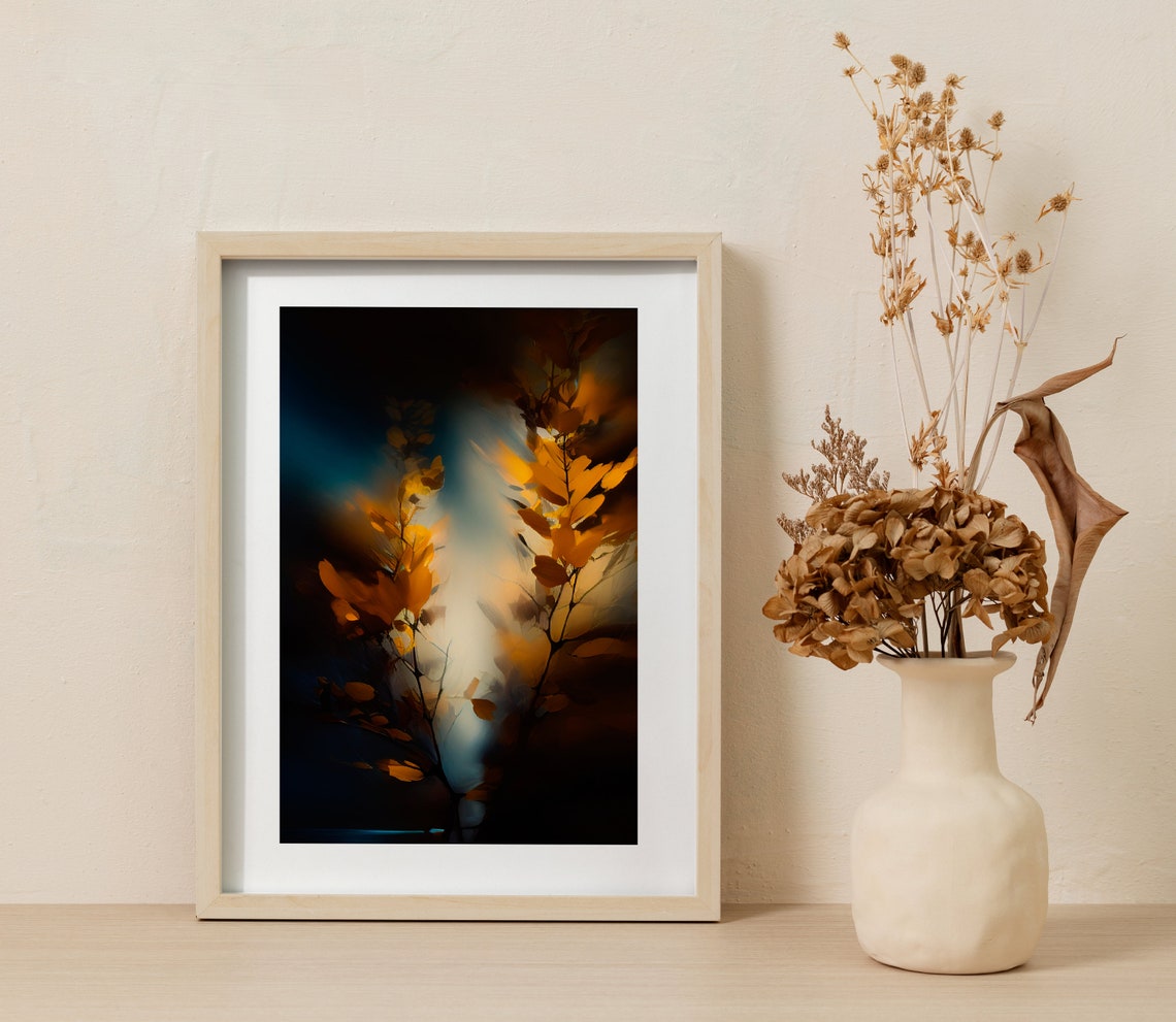 Abstract Autumn Branches Golden Light Blur Botanical Art Poster - Image 3