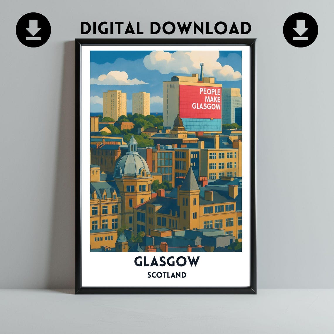 Bold People Make Glasgow Rooftops Billboard Scotland City Poster