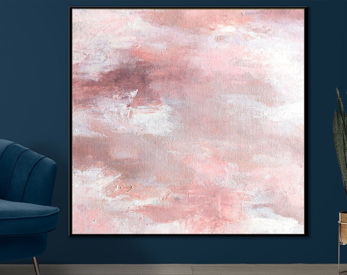 Blush Pink Cloud Soft Textured Abstract Painting Calm Wall Poster