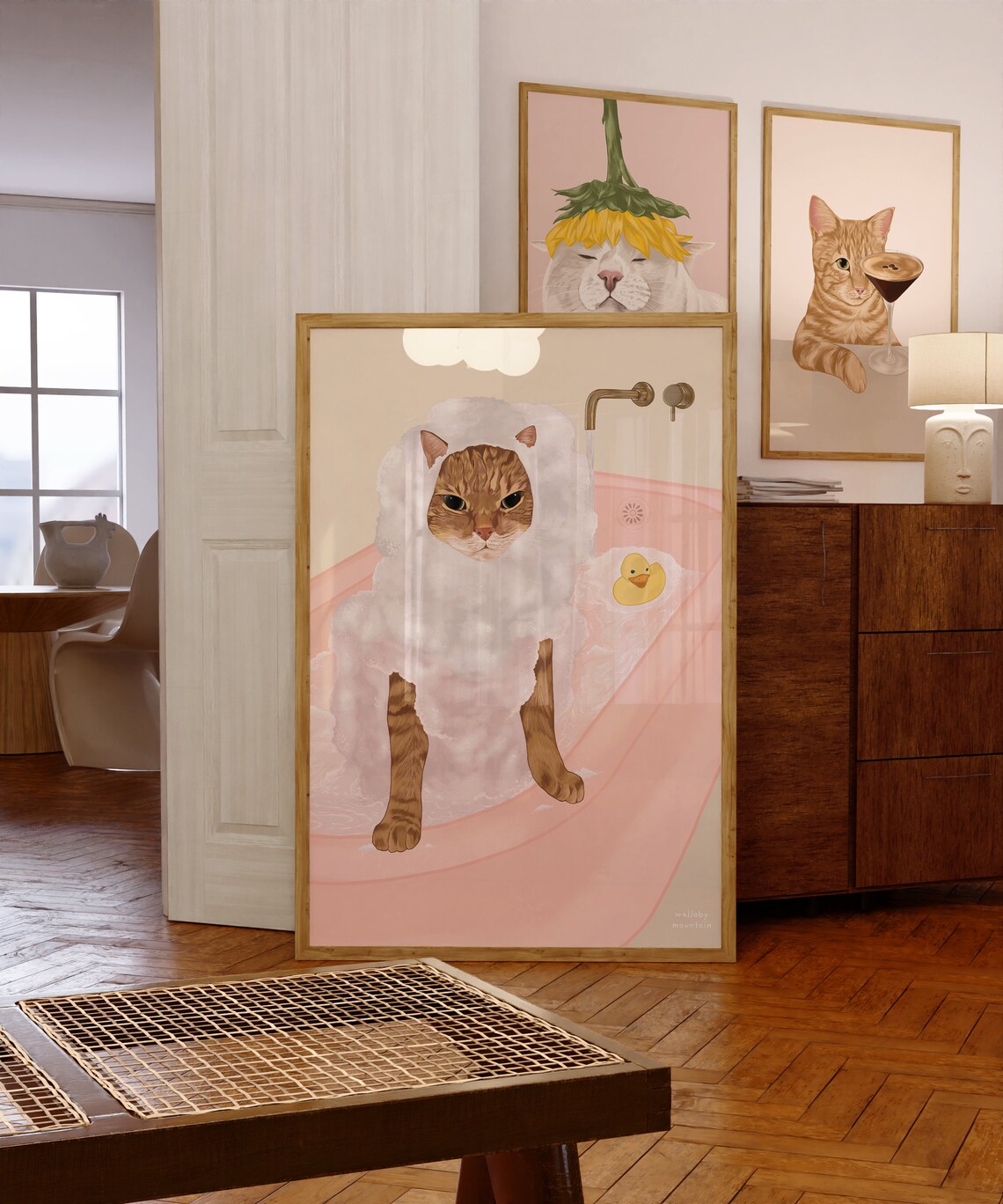 Bath Cat Illustration, Vintage Cat Bathroom Art Print - Image 2