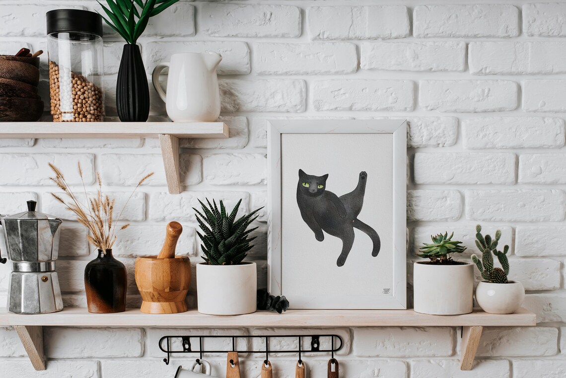 Black Cat - Funny Cat Art - Image 2