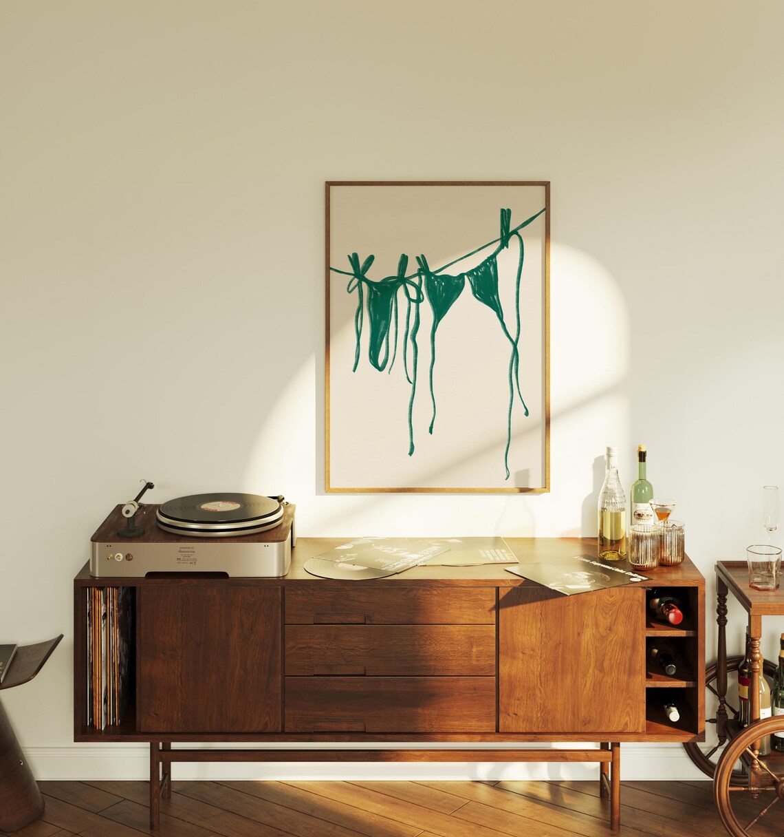 Bikini Hanging Retro Print, Girly Bedroom Art Print - Image 3