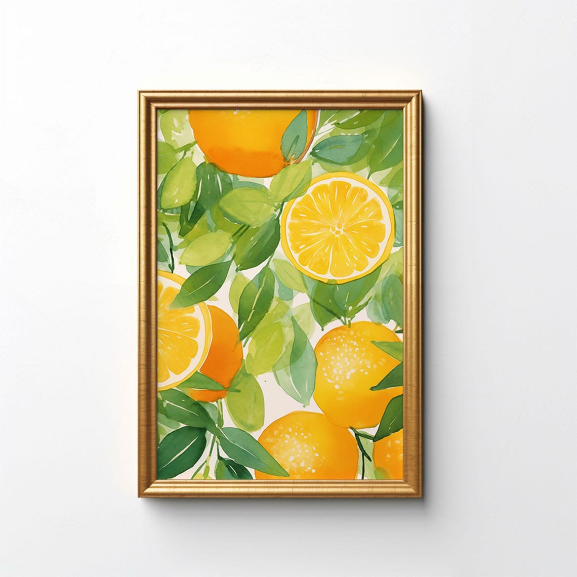 Juicy Orange And Lemon Citrus Fruit Watercolor Pattern Poster