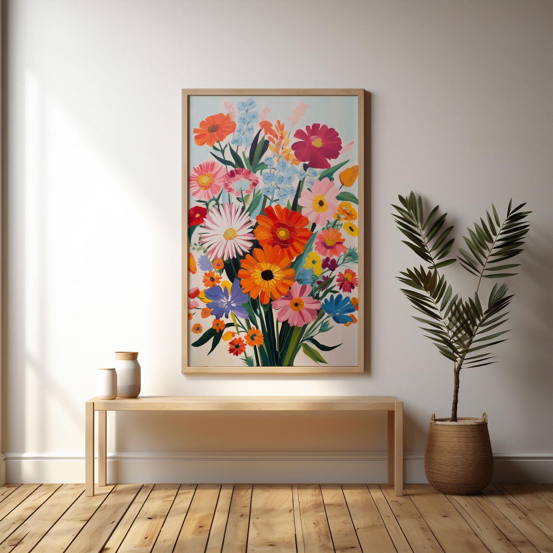 Mid Century Boho Flower Botanical Art Print