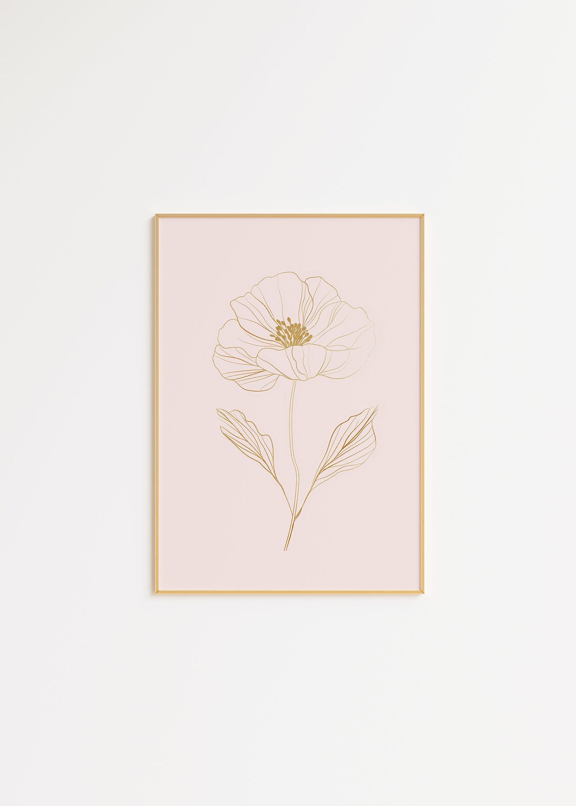 Gold Flower Line Art Minimalist Flower Print Pink And Gold Flower Trendy Dorm Wall Art Floral Living Room Wall Art Floral Boho 145